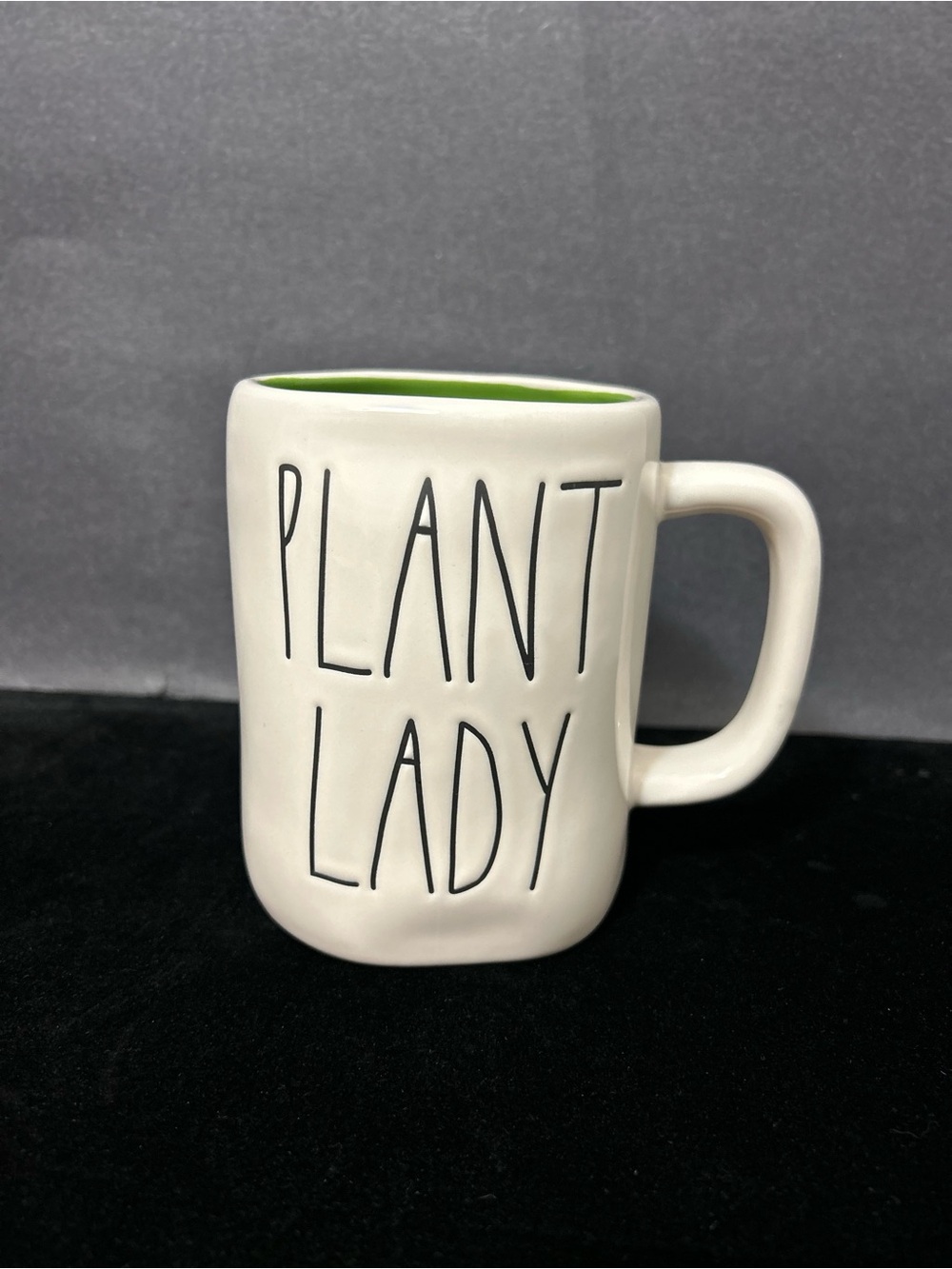 Rae Dunn White Mug with Green Interior - PLANT LADY